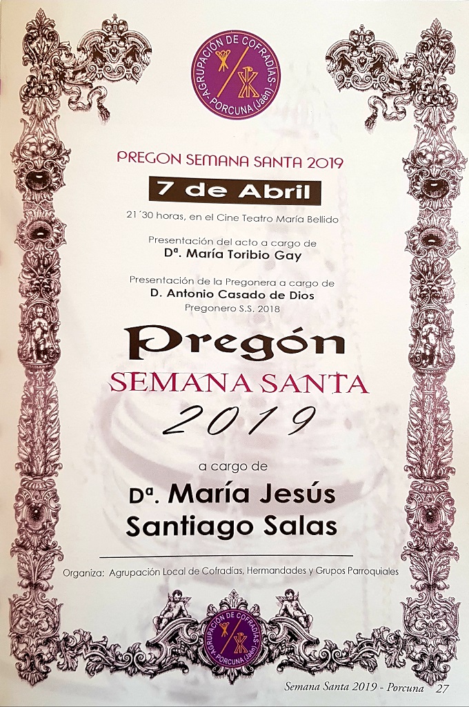 Pregon Semana Santa 2019