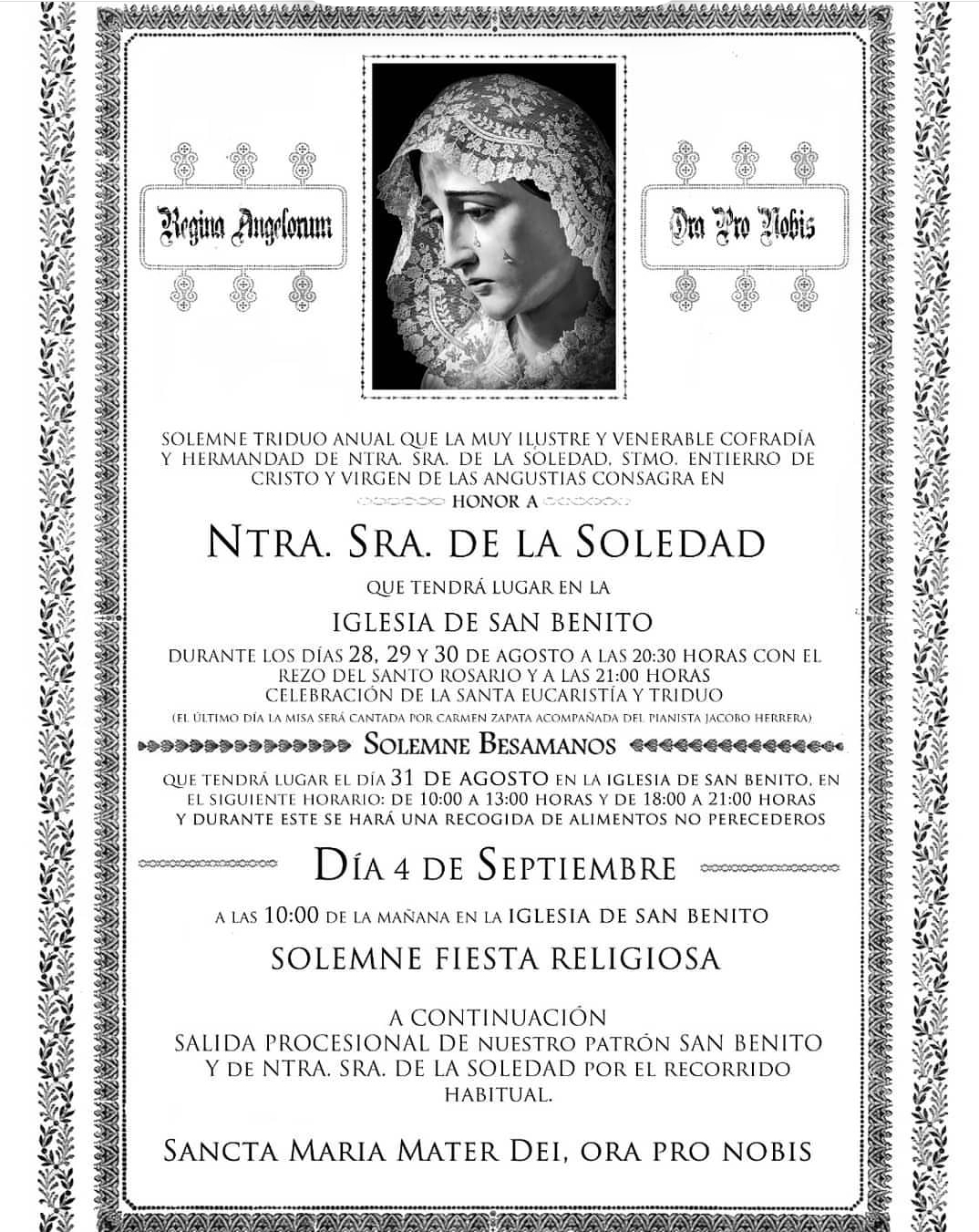 Solemne Triduo a la Virgen de la Soledad